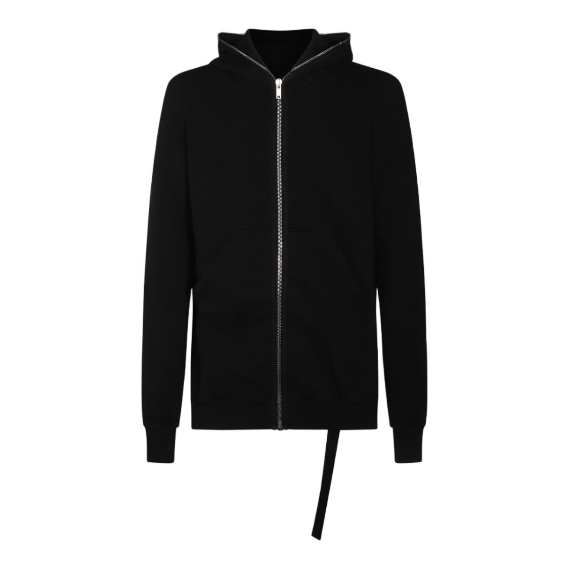 Drkshdw By Rick Owens Black Zip-Up Hoodie Sweater With Distinctive Hem Detail
