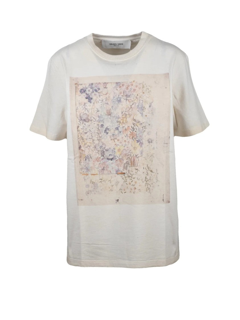 Golden Goose White Cotton Floral T-Shirt