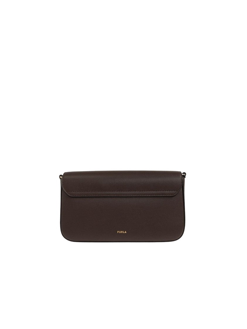 Furla Rectangular Fine Grain Leather Crossbody Bag With Tortoiseshell Buckle