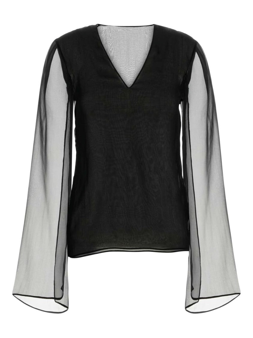 Alberta Ferretti Silk Blouse With Dramatic Bell Sleeves