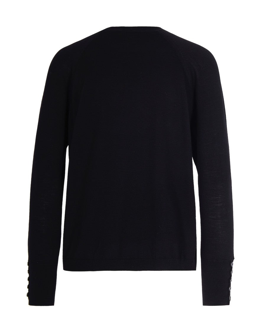 Alpha Studio Black Merino Wool Sweater