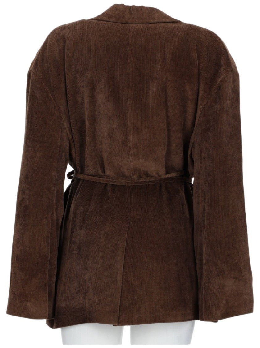 Brunello Cucinelli Deep Brown Viscose And Cashmere Jacket With Tailored Details