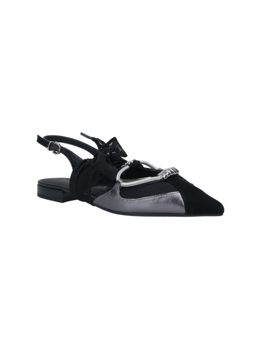 Pinko Black Gianira Leather Fabric Ballerinas