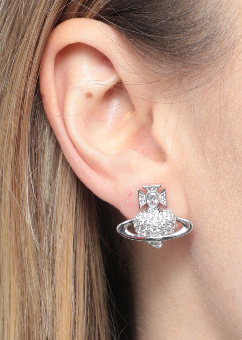 Vivienne Westwood Silver-Tone Orb Logo Earrings With Contrasting Crystals