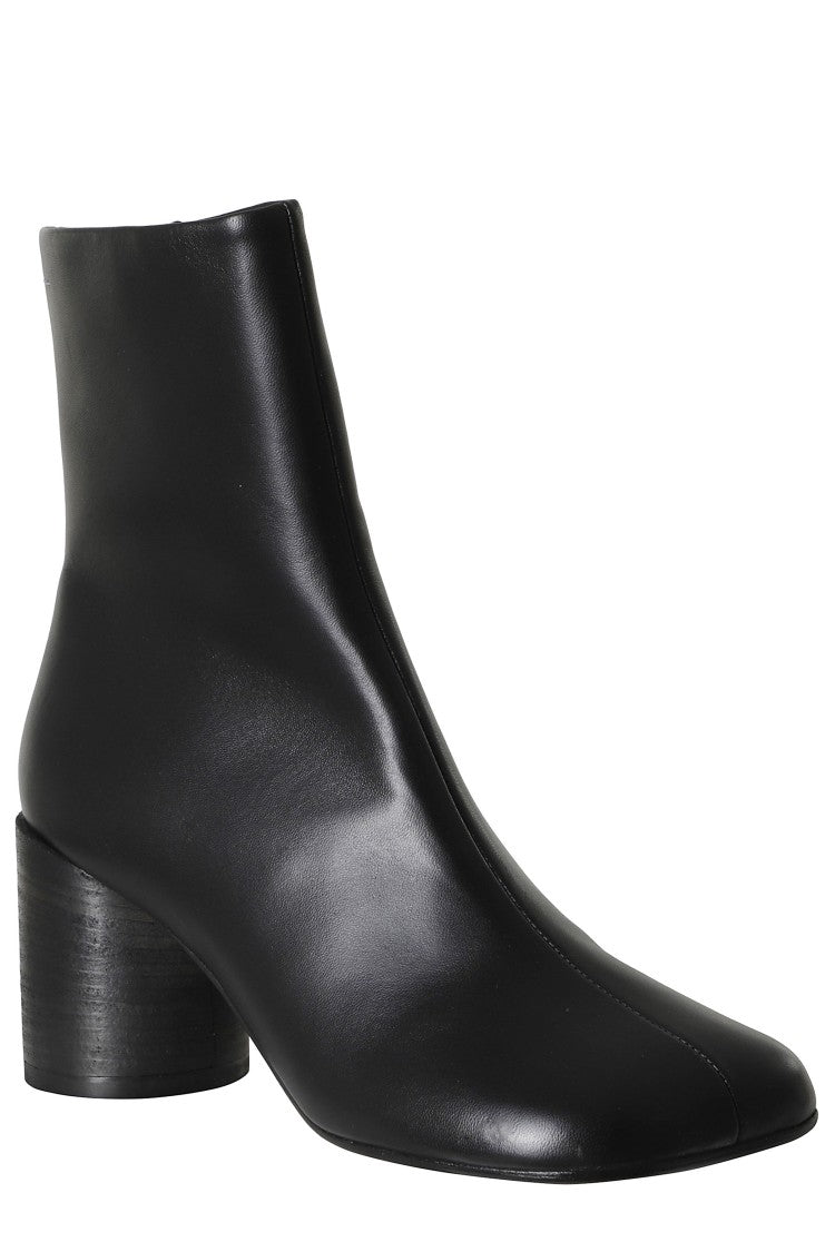 Mm6 By Maison Margiela Black Ergonomic Square Toe Leather Ankle Boots
