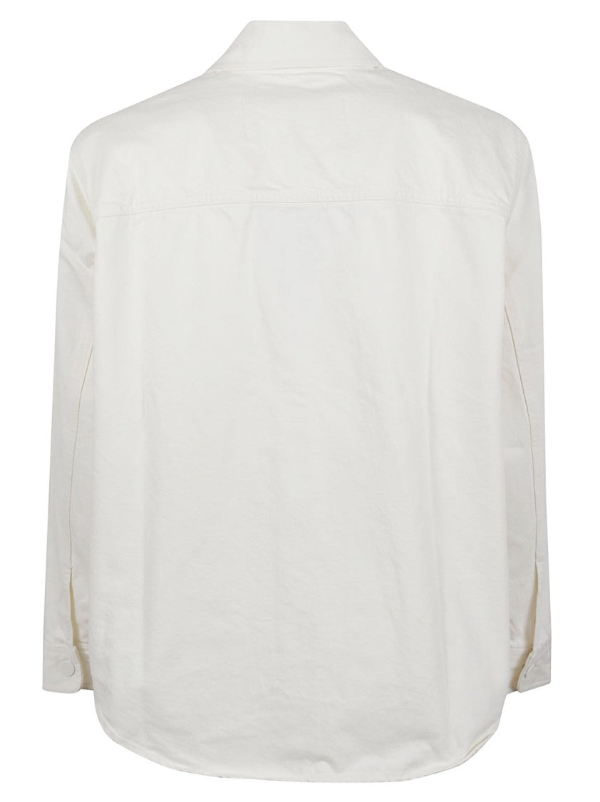 Ami Paris Heavy Cotton Denim Overshirt With Crocheted Patch