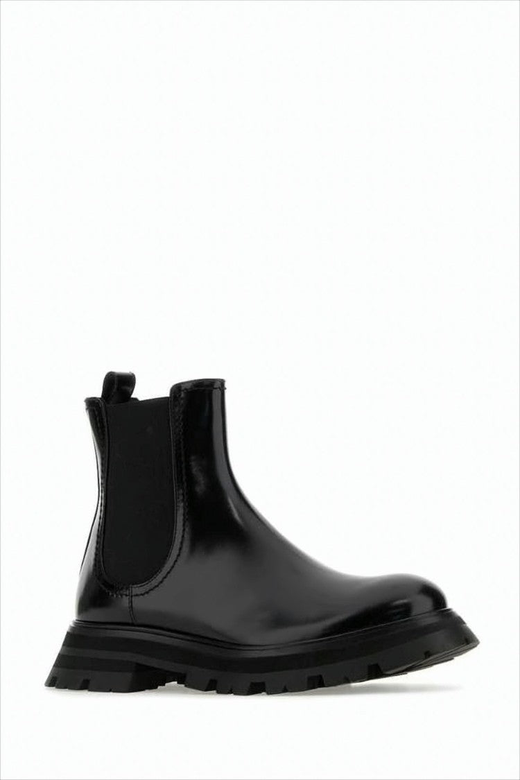 Alexander Mcqueen Sole Black Leather Ankle Boots