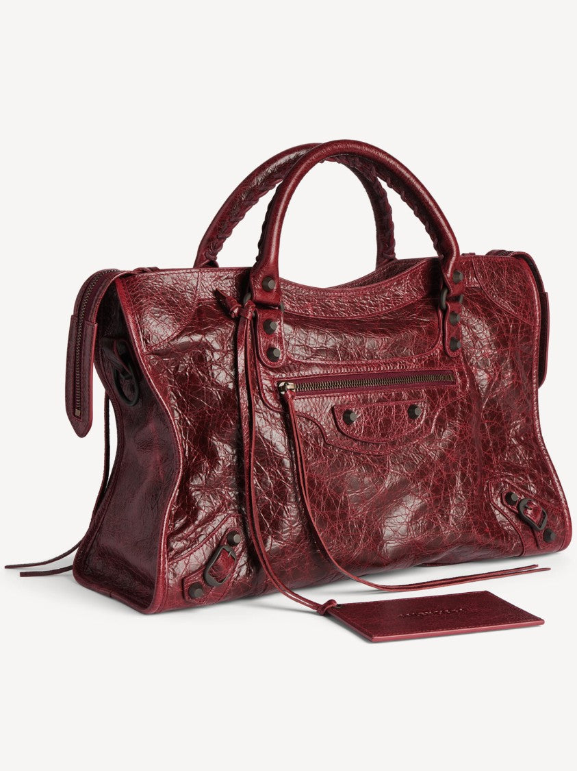 Balenciaga Spacious Burgundy Textured Leather Shoulder Bag
