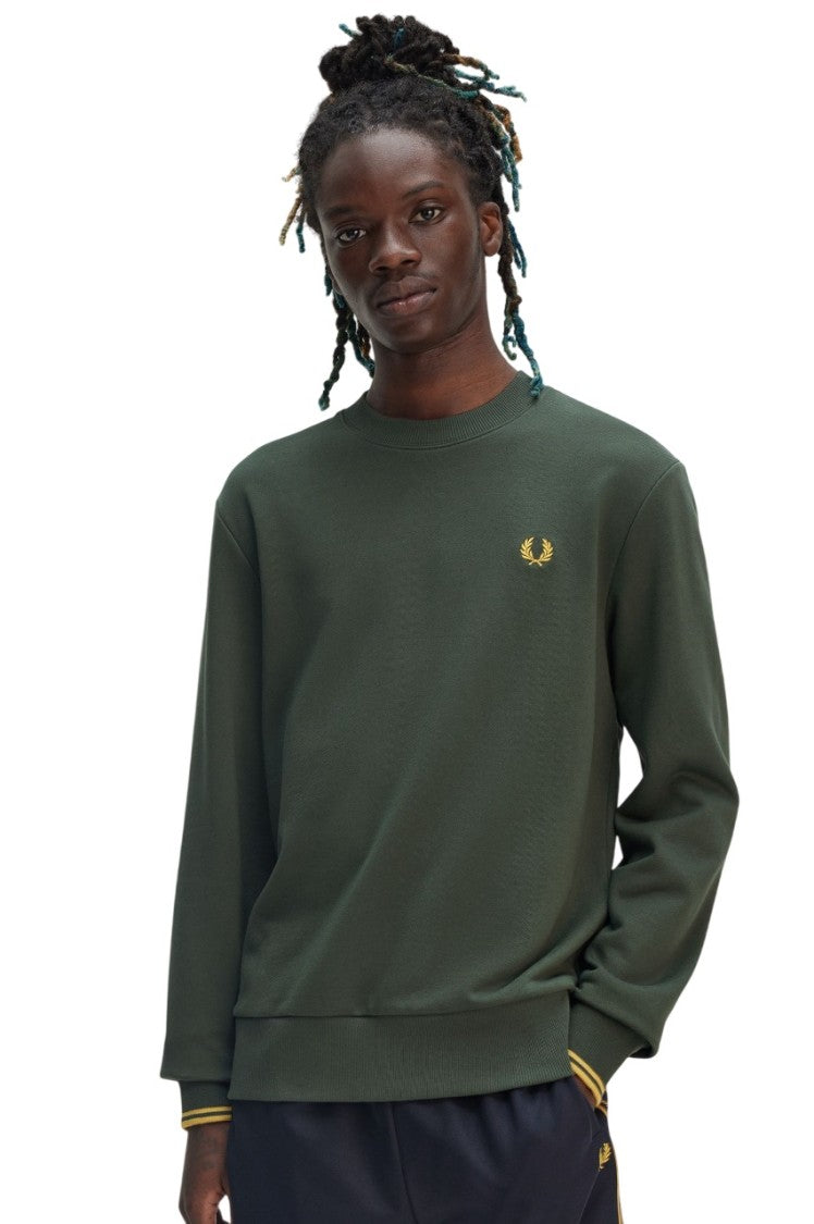 Fred Perry Crew-Neck Cotton Blend Sweatshirt With Curly Back Texture