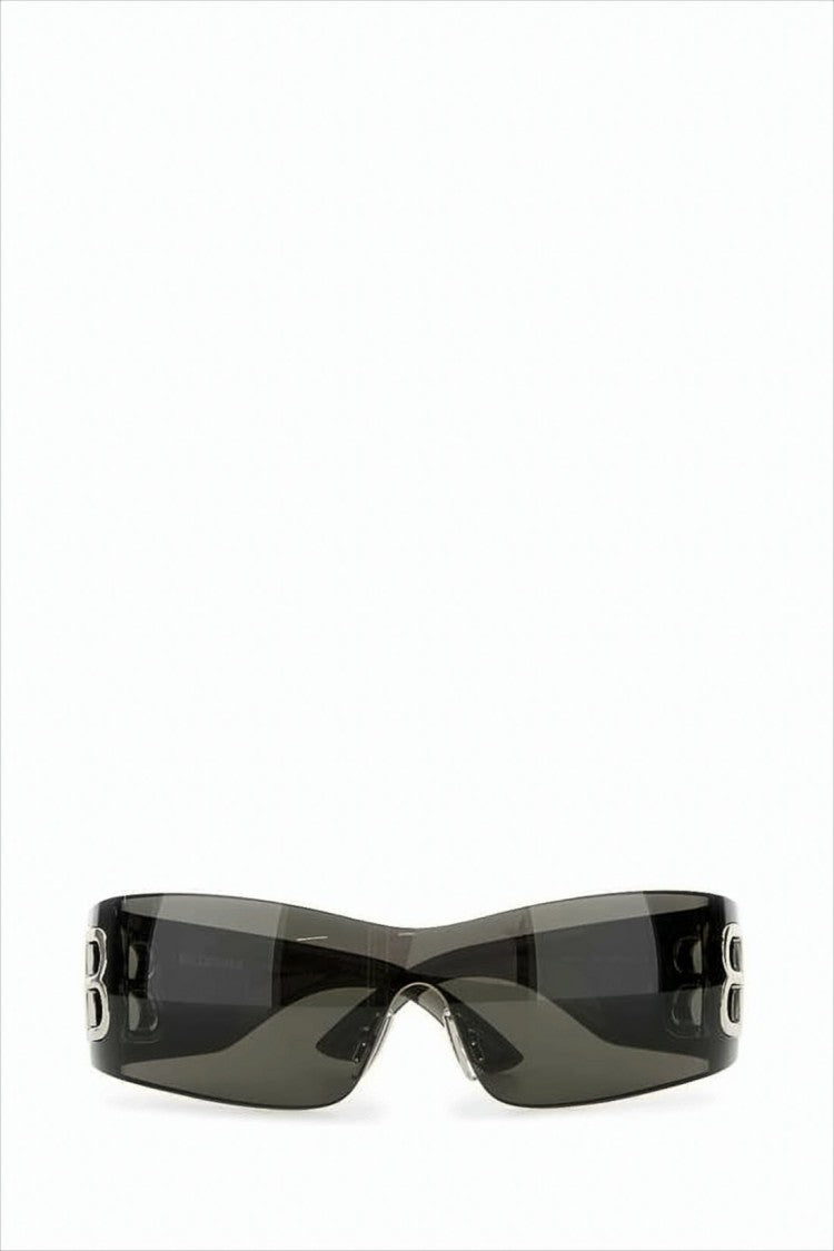 Balenciaga Wraparound Black Acetate Sunglasses With Bold Metallic Logo