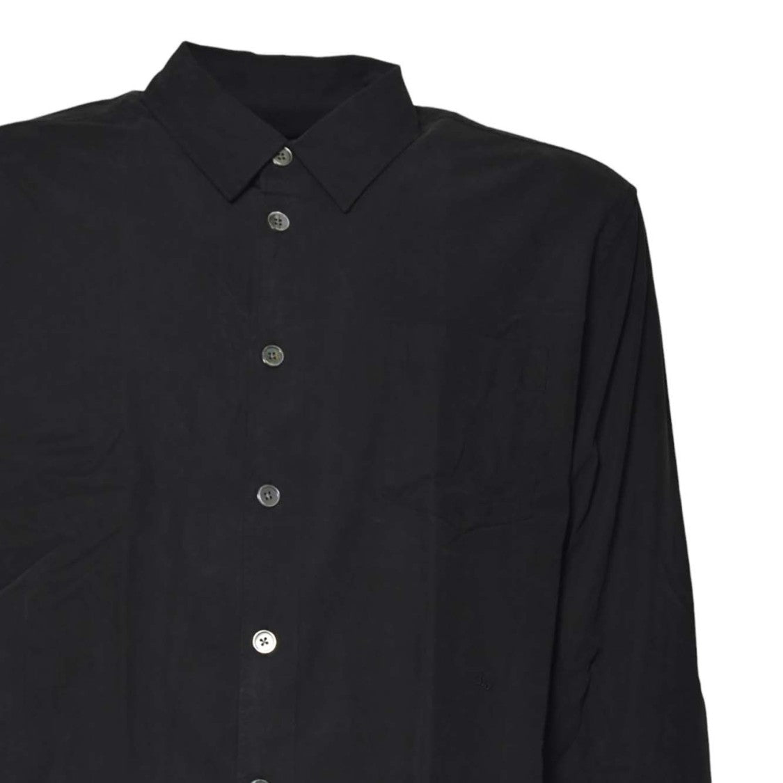 Our Legacy Classic Black Button-Up Shirt With Pointed Collar And Buttoned Cuffs