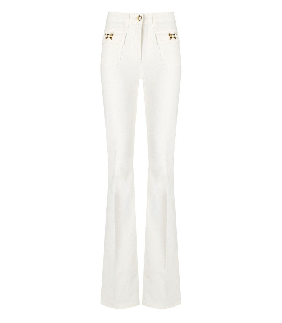 Elisabetta Franchi Ivory Cotton Jeans