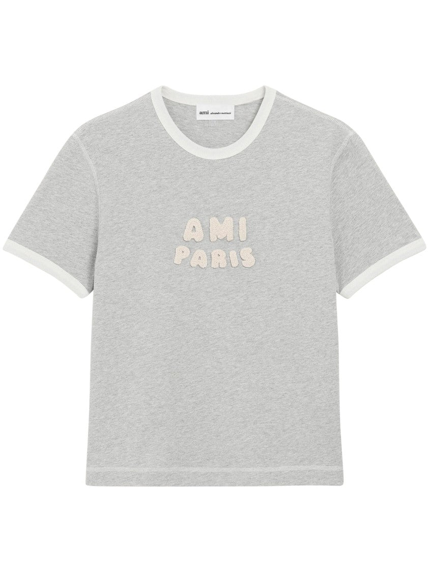 Ami Paris Short-Sleeve Classic Fit T-Shirt With Knitted Patch