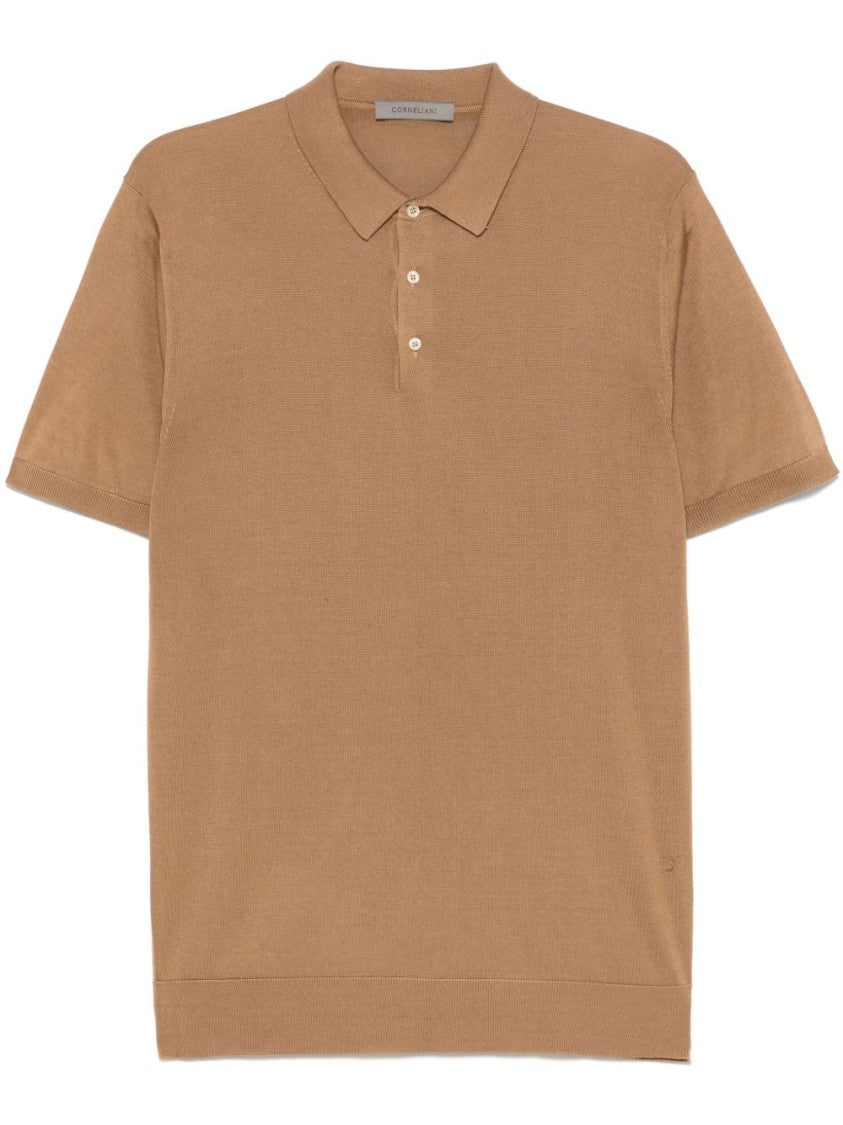 Corneliani Silk Brown T-Shirt With Classic Collar