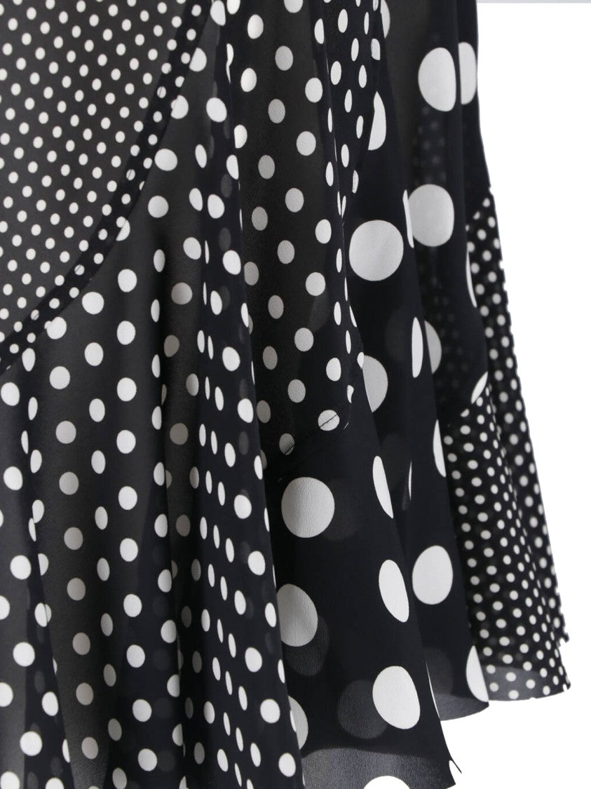 Junya Watanabe Black Polka Dot Patchwork Ruffled Skirt
