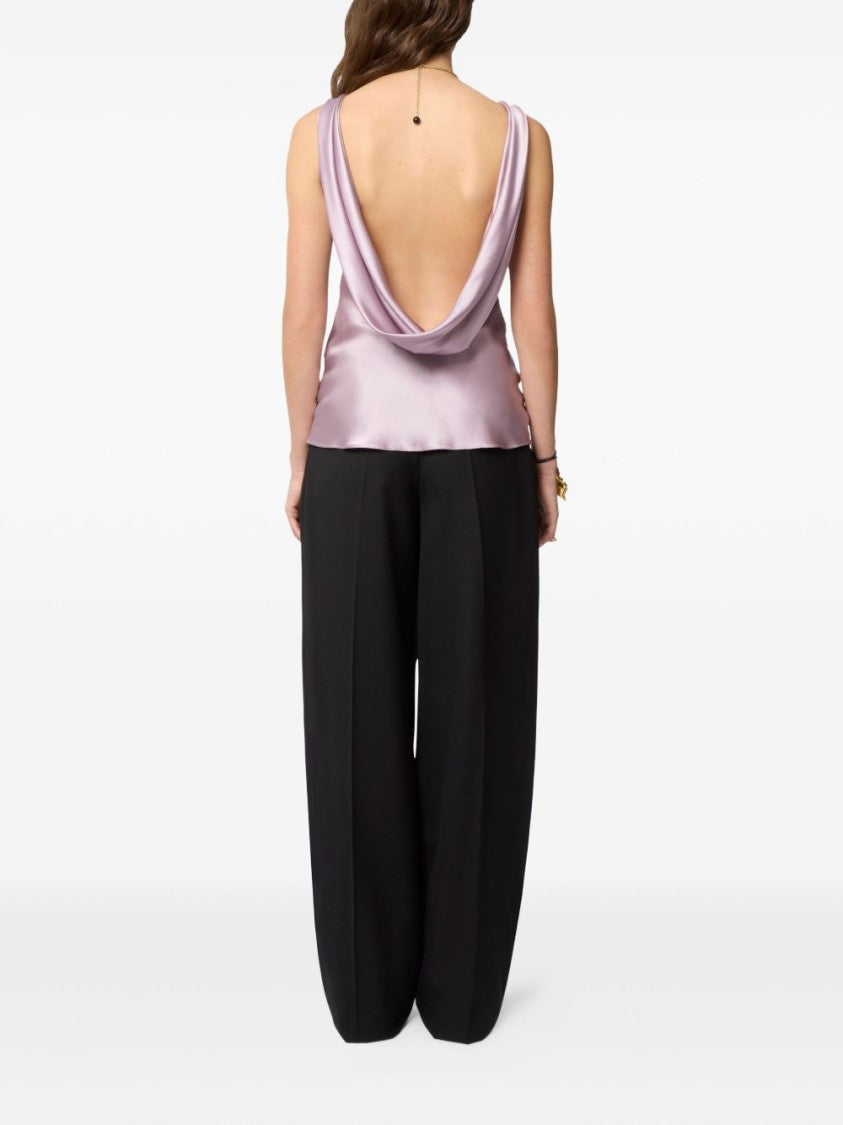 Nina Ricci Pink Draped Halterneck Silk Satin Top