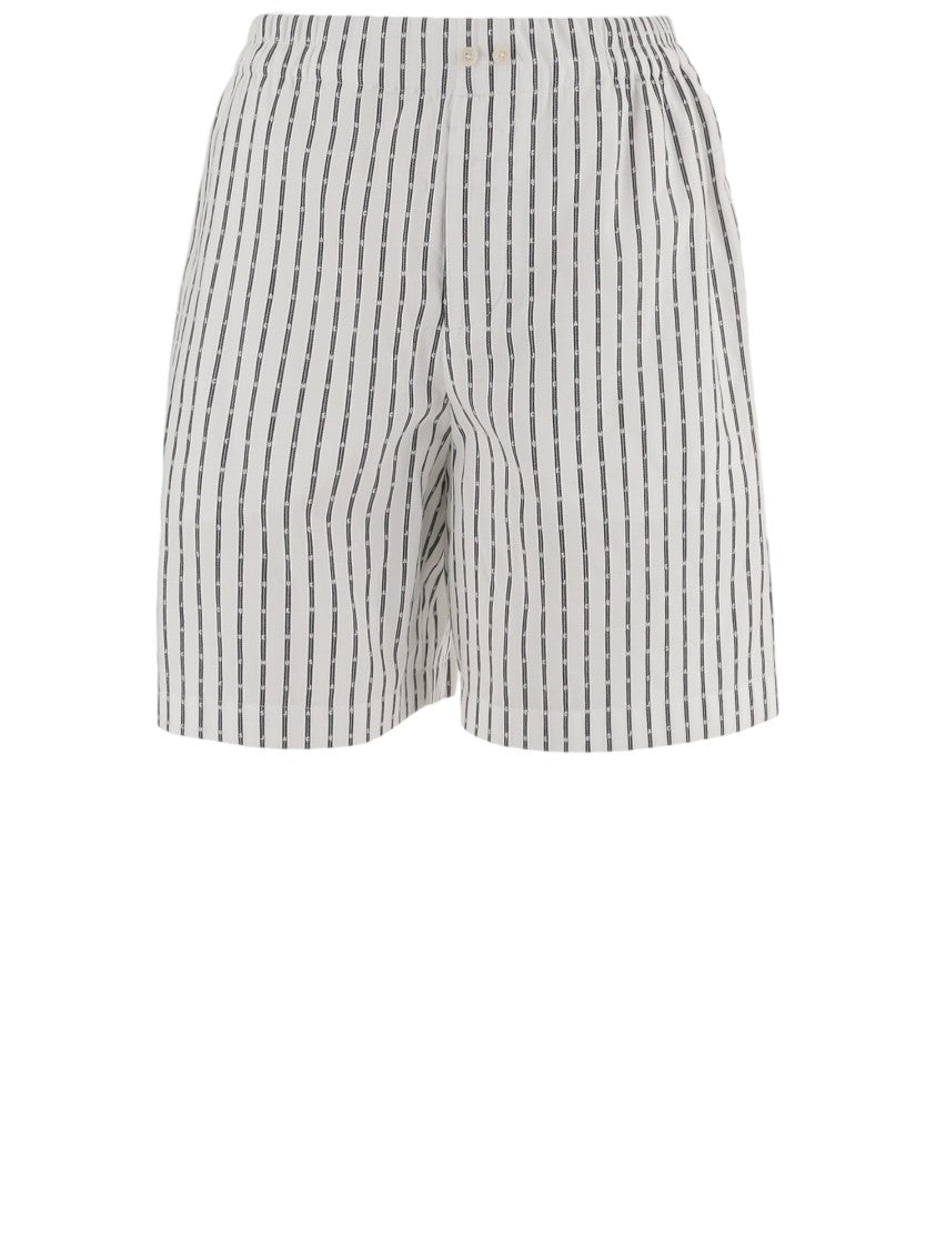 Jacquemus Striped Cotton Shorts With Typewriter Logo