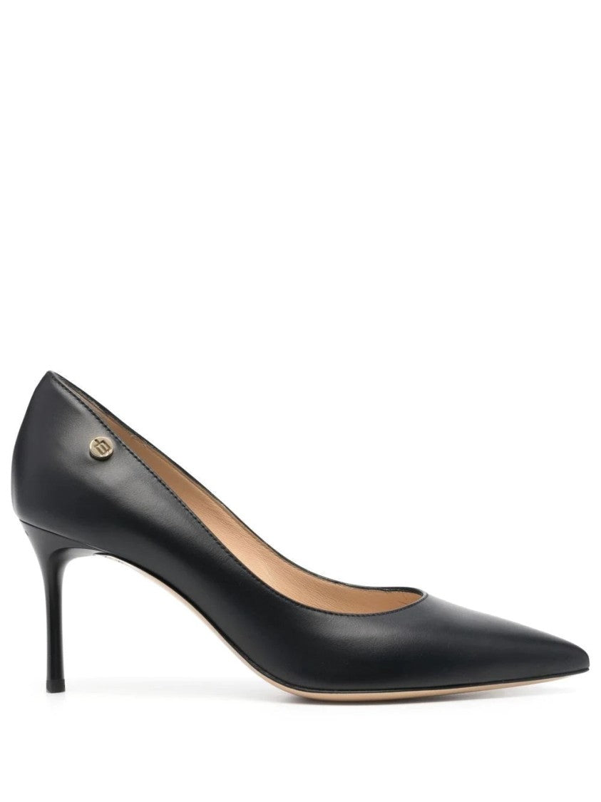 Baldinini Black Refined Mid-Heel Leather Pumps