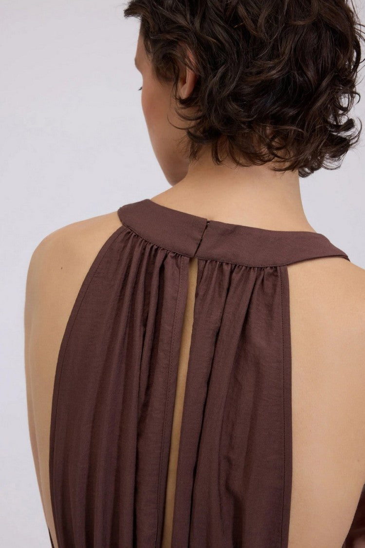 Ermanno Brown Chiffon Maxi Dress