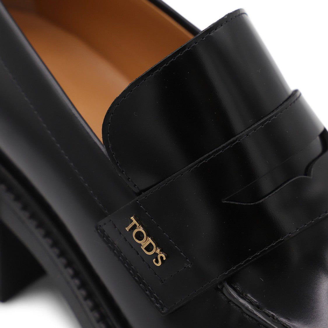Tod's Black Leather Strap Detail Loafers
