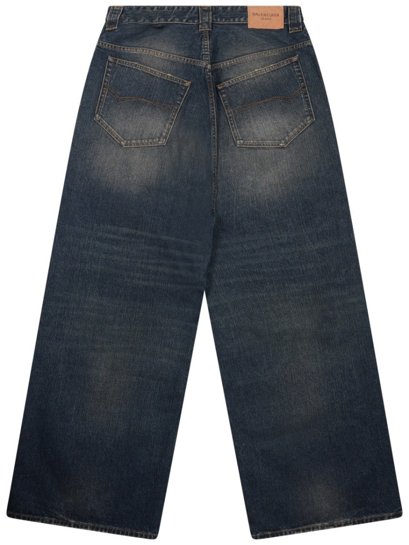 Balenciaga Baggy Denim Pants With Vertical Logo Detail