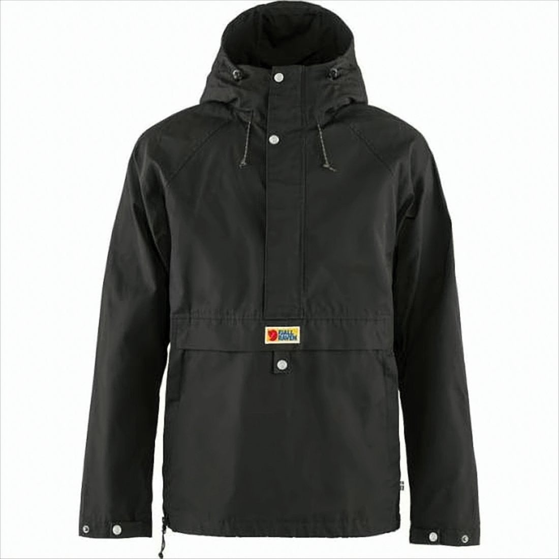Fjallraven Kanken Hooded Black Jacket With Adjustable Drawstrings And Snap Buttons