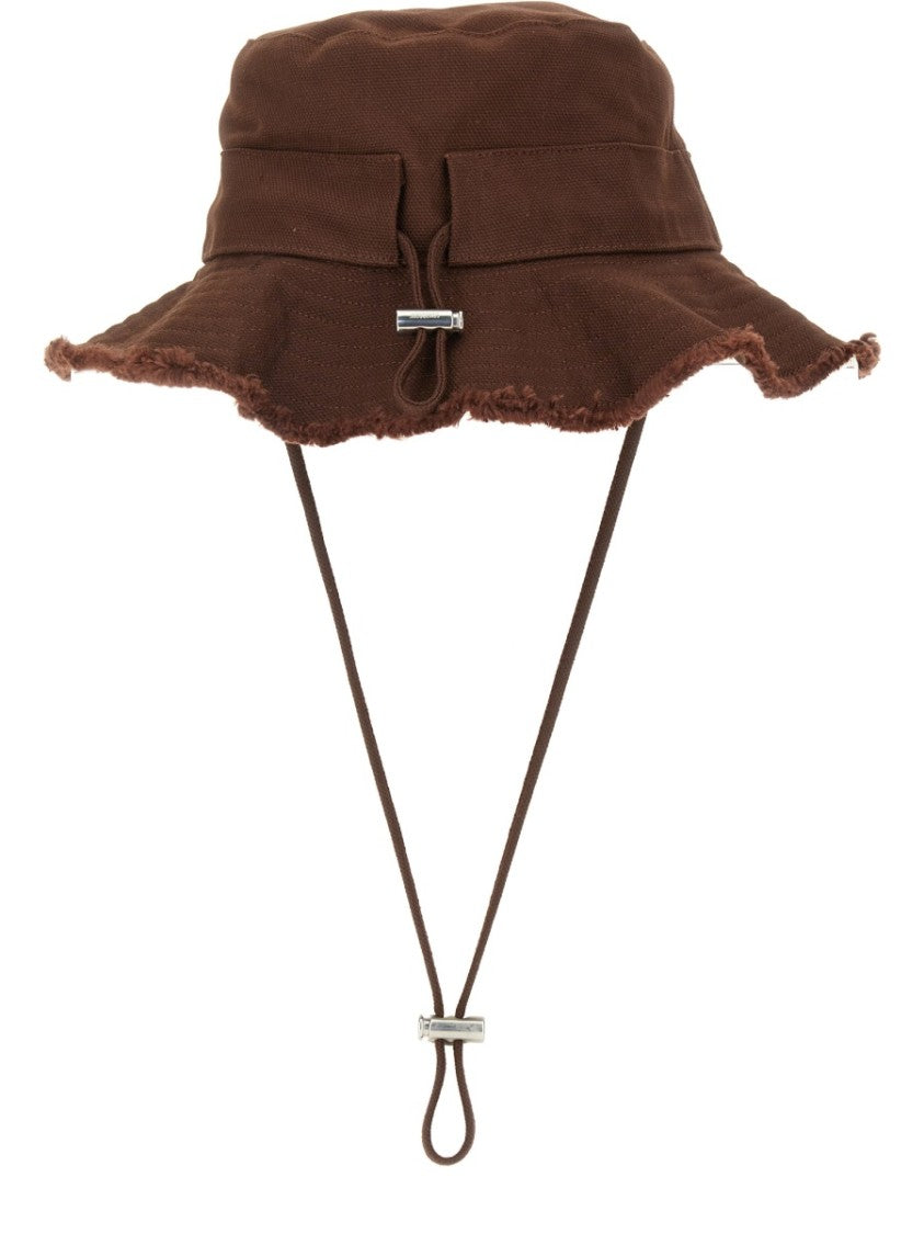 Jacquemus Artichaut Frayed Brim Adjustable Chin Strap Bucket Hat