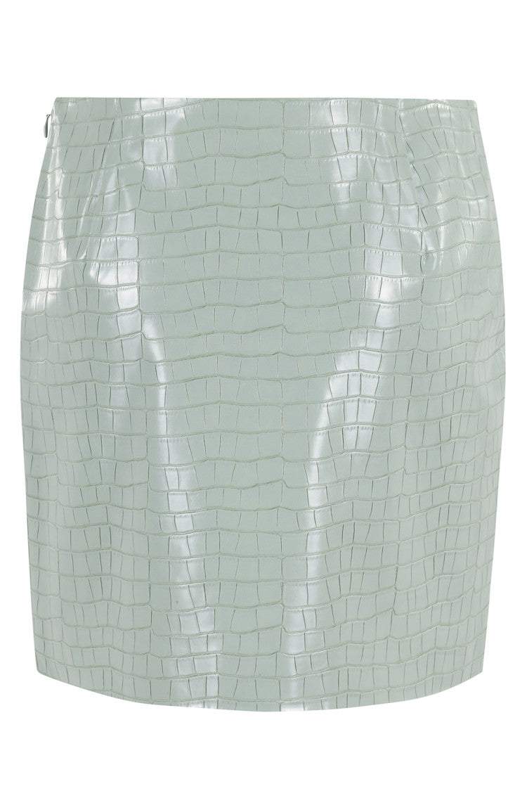Isabelle Blanche Cropped Aqua Green Eco Leather Mini Skirt
