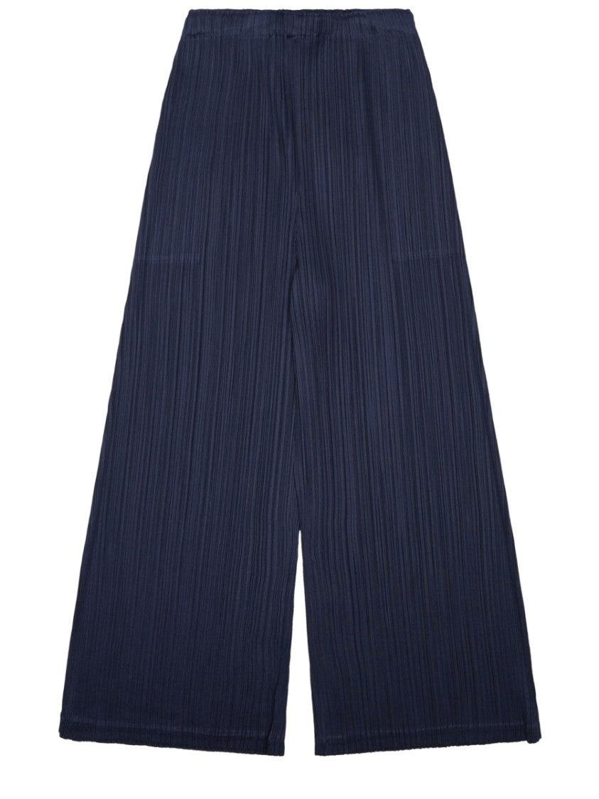 Pleats Please Issey Miyake Neutrals Pleated Cropped Polyester Wide-Leg Pants