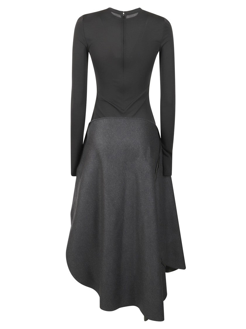 Victoria Beckham Flared Midi Dress With Draped Skirt