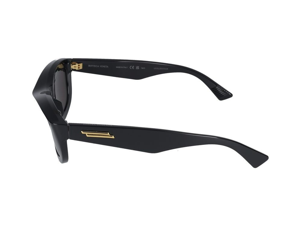 Bottega Veneta Black Gold-Tone Accents Oversized Square Sunglasses