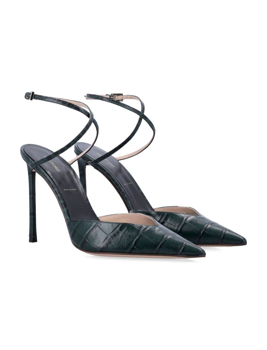 Tom Ford Semi-Shiny Stamped Crocodile Leather Pumps