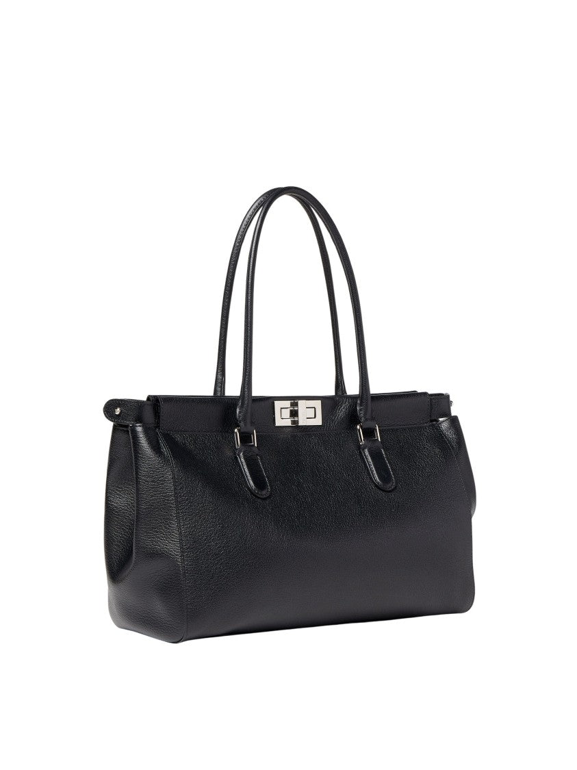 Fendi Spacious Black Full-Grain Calfskin Peekaboo Tote