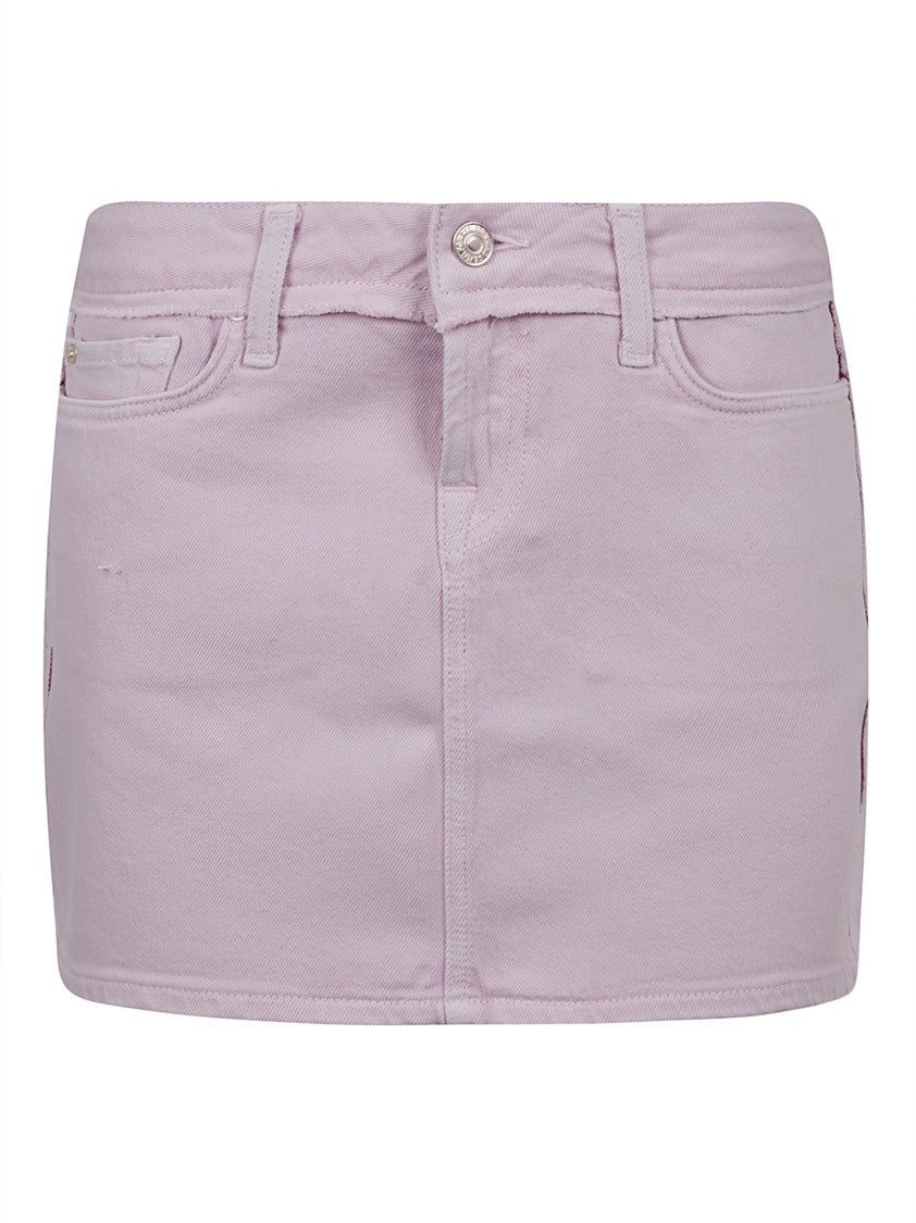 7 For All Mankind Raw-Cut Mini Denim Skirt With Distressed Finish