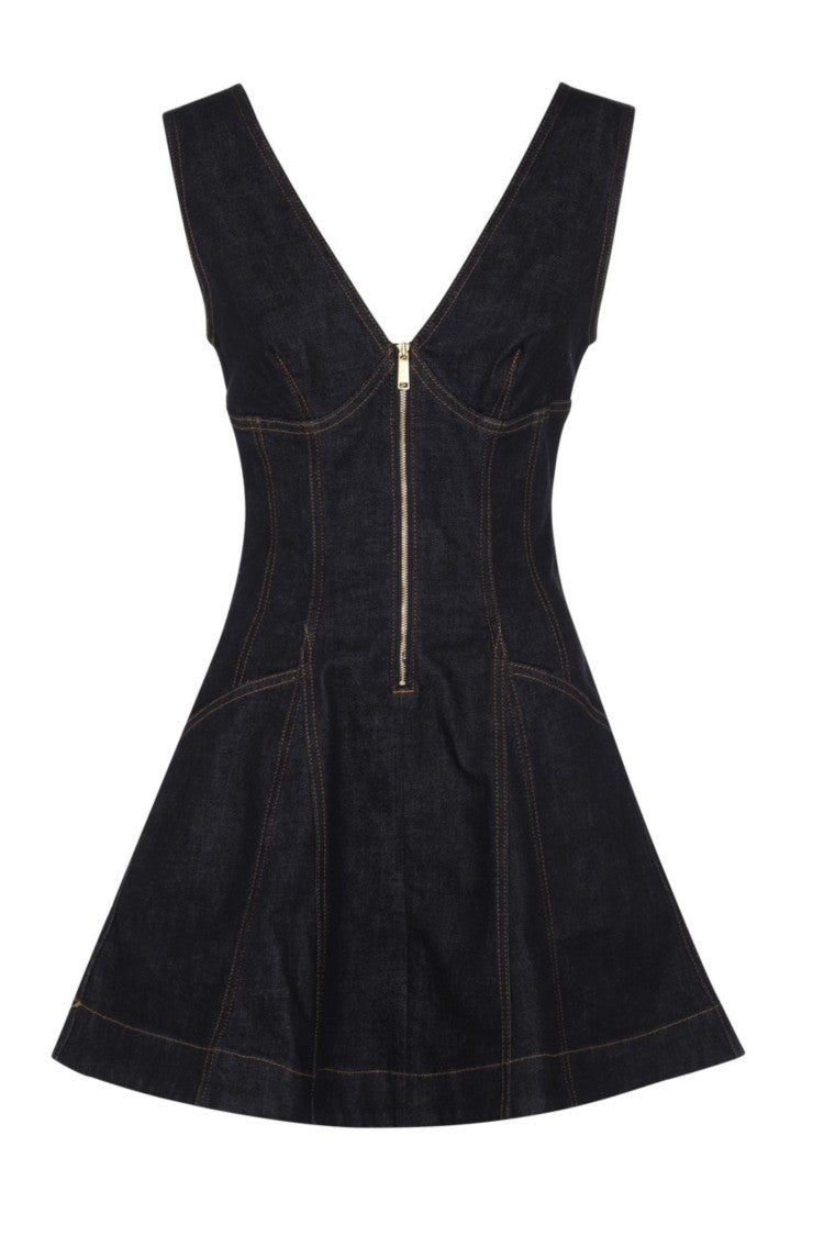 Self-Portrait Blue Denim Midi Dress