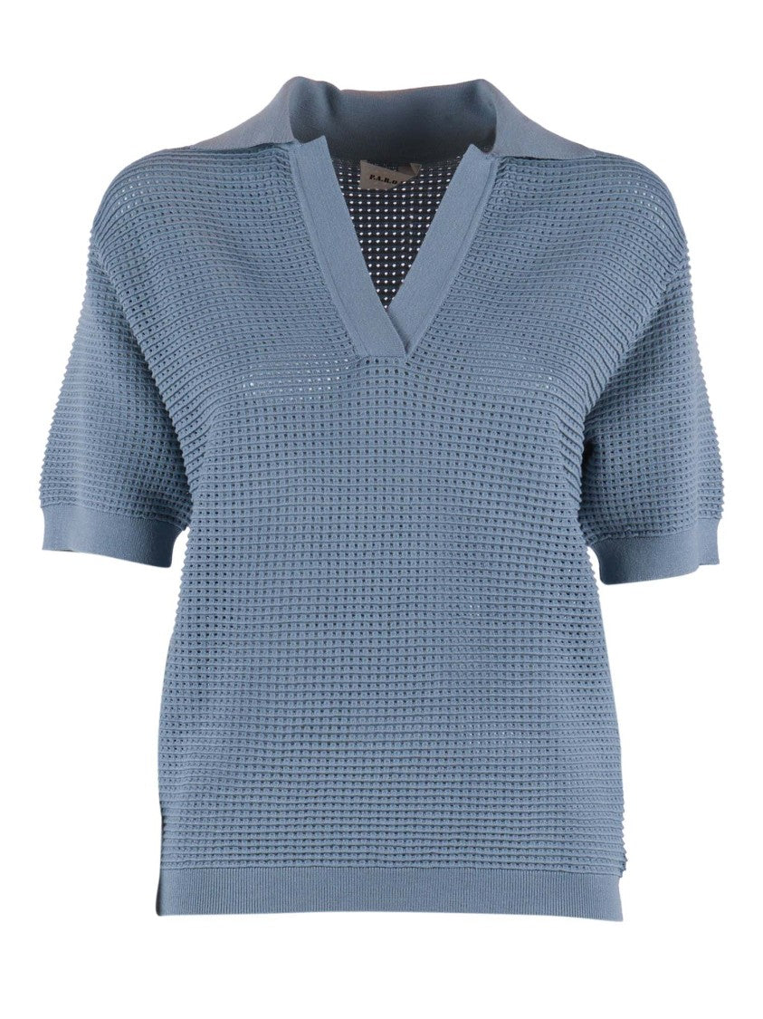 P.A.R.O.S.H. V Neck Textured Knit Top