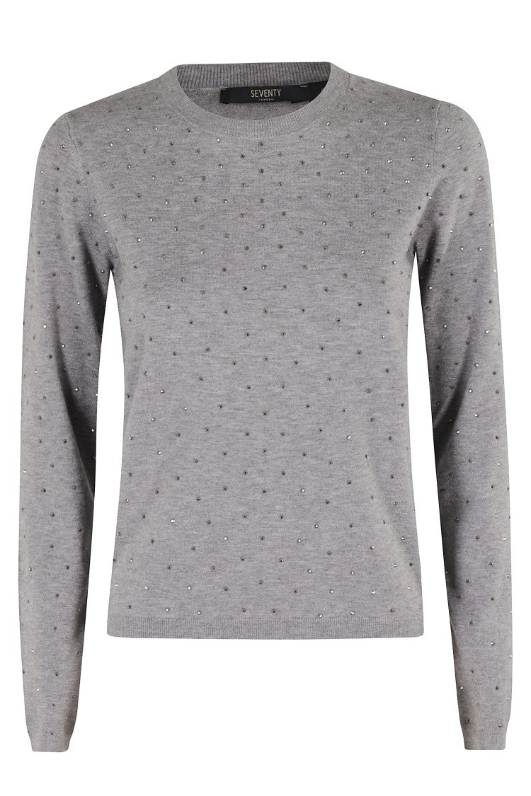 Seventy Cropped Grey Sweater With Silver Embellishments