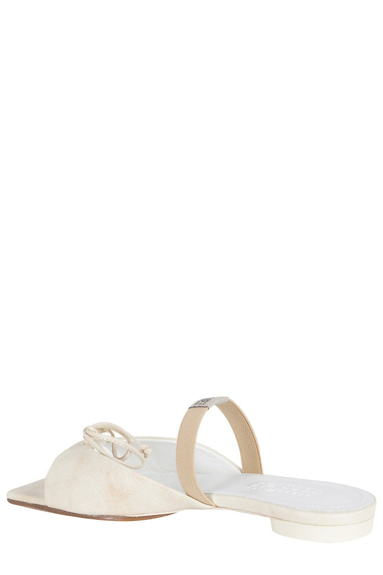 Mm6 By Maison Margiela Beige Bow Leather Sandals