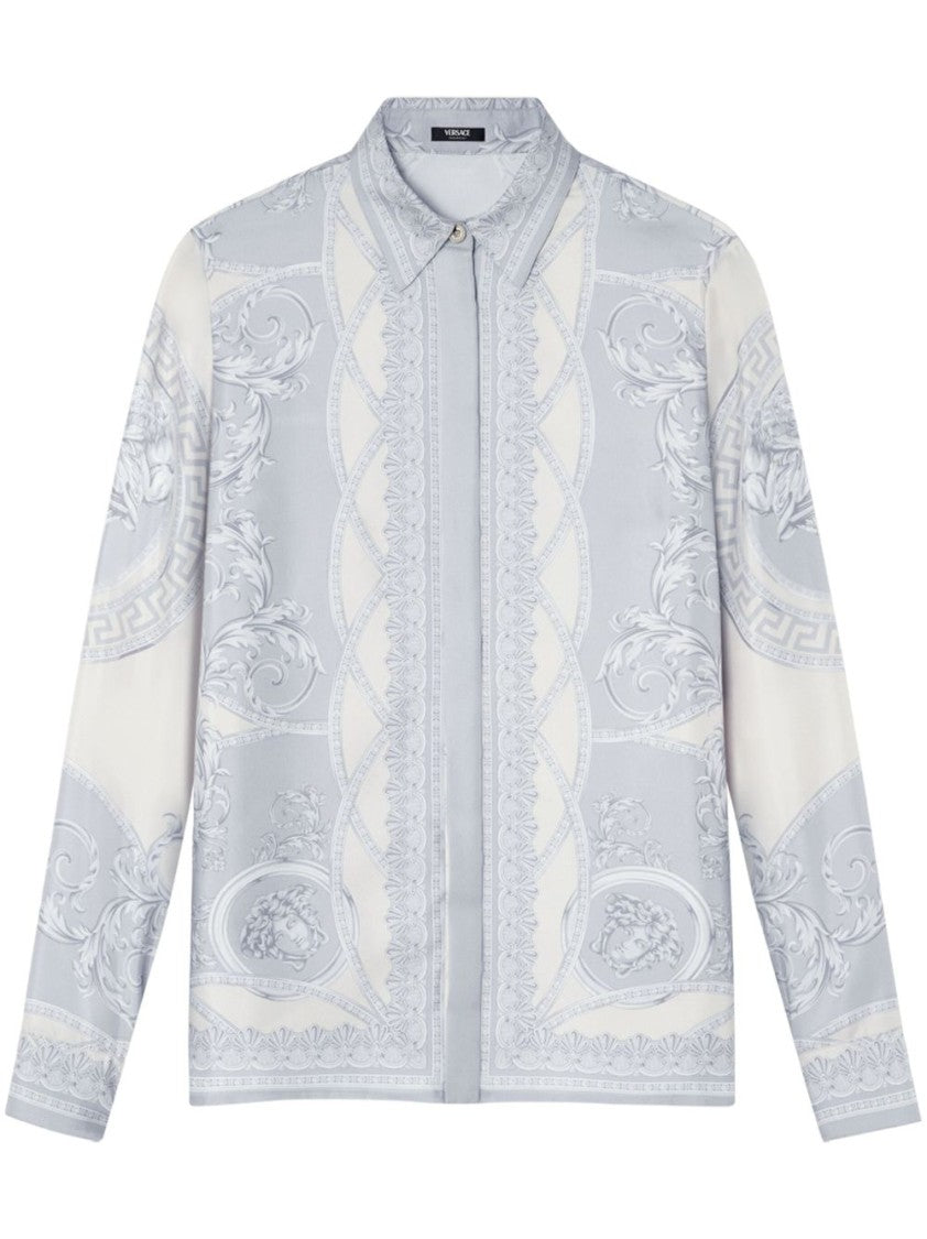 Versace Silk Twill Shirt With La Coupe Des Dieux Print