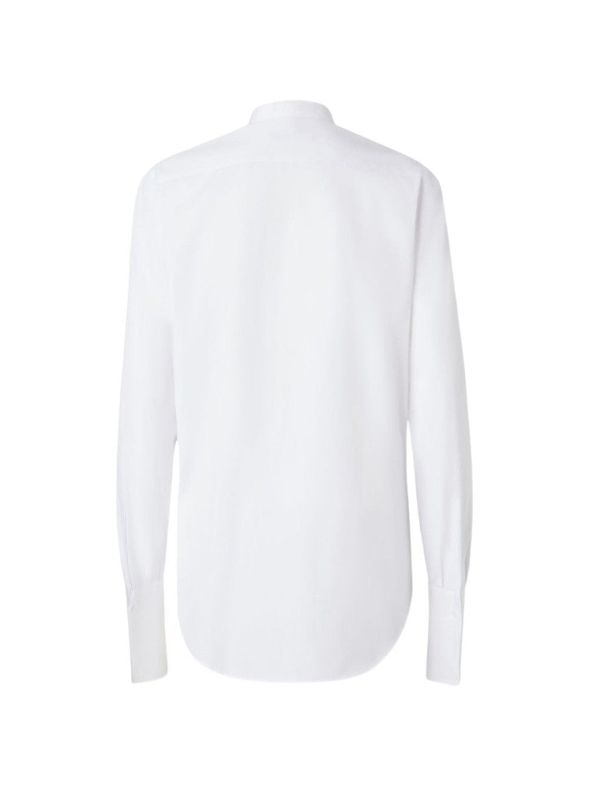 Fendi White Mandarin Collar Poplin Shirt