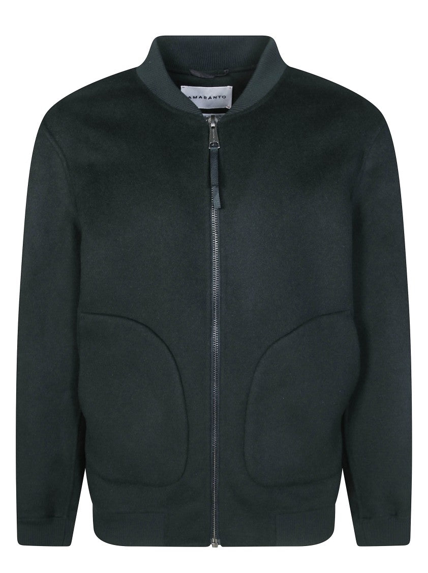 Amaranto Minimalist Ribbed Bomber Jacket