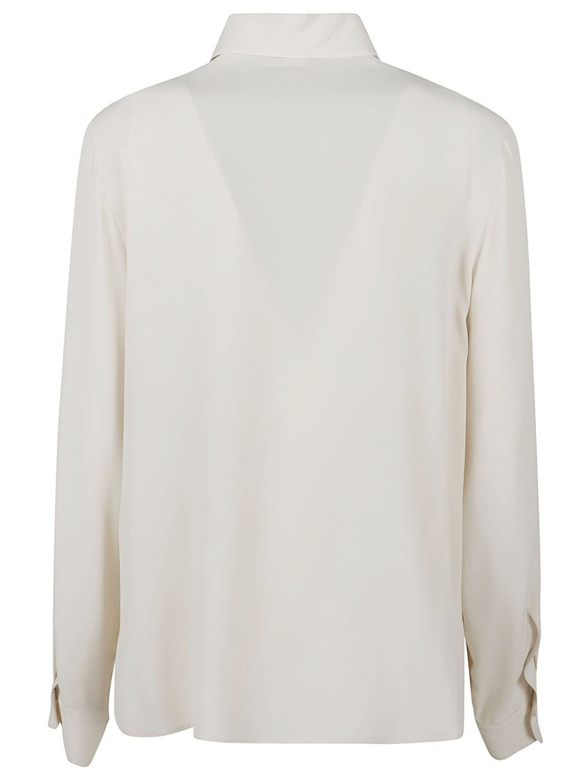 Eleventy Classic Beige Stretch Silk Blend Shirt With French Bee Collar