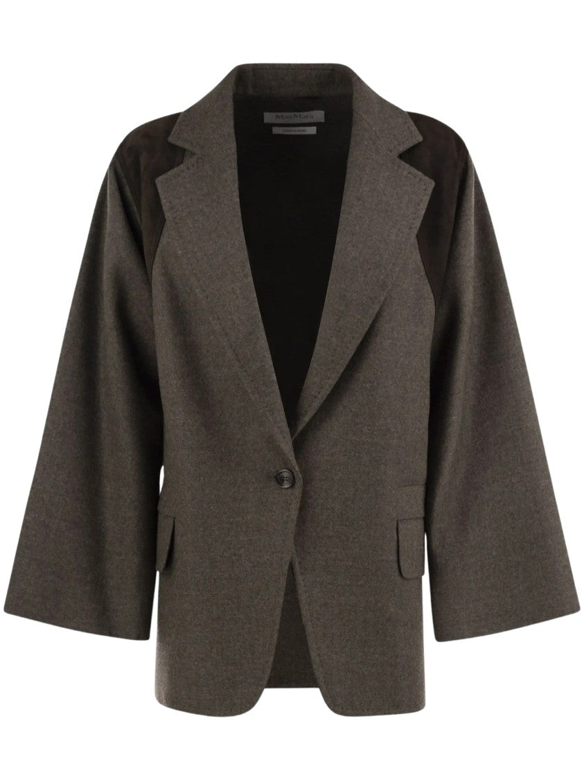 Max Mara Fenice Leather-Panelled Virgin Wool Blazer