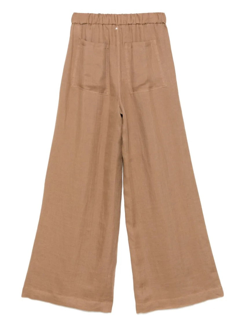 Lorena Antoniazzi Camel Brown Pleat-Detailing Trousers