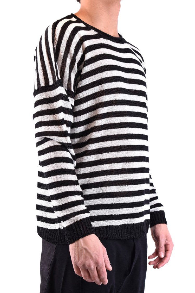 Isabel Benenato Horizontal Stripe Linen Knitwear With Relaxed Fit