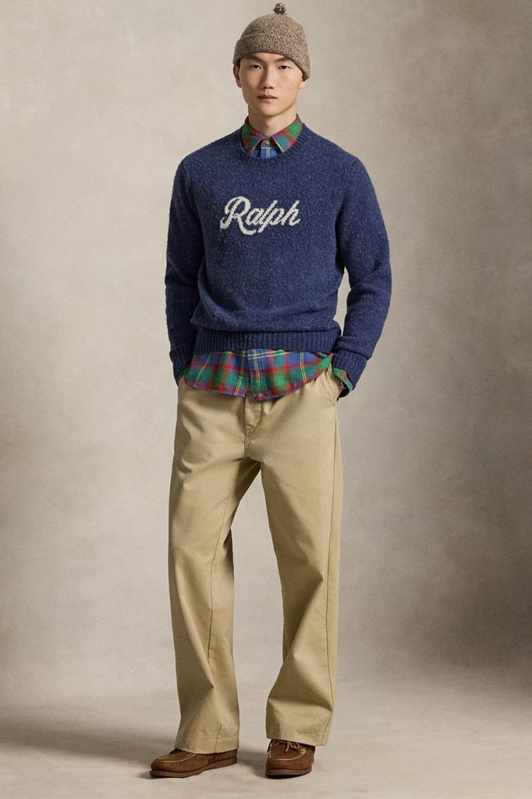 Polo Ralph Lauren Navy Flecked Script Crew-Neck Sweater