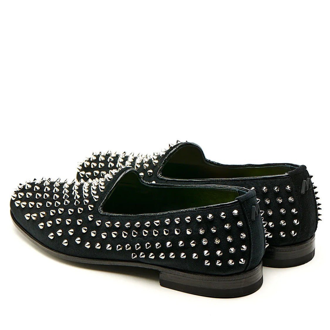Mimanera Black Studded Velvet Frontman Loafer Shoes