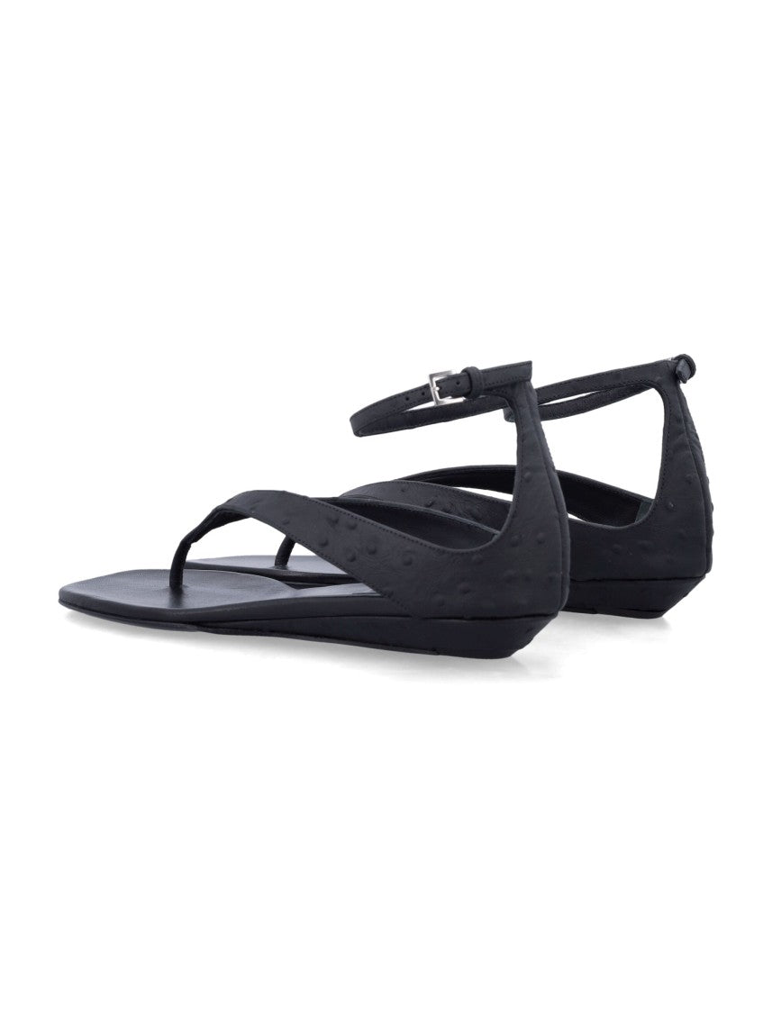 Loulou Studio Niham Ostrich Effect Leather Flat Sandals