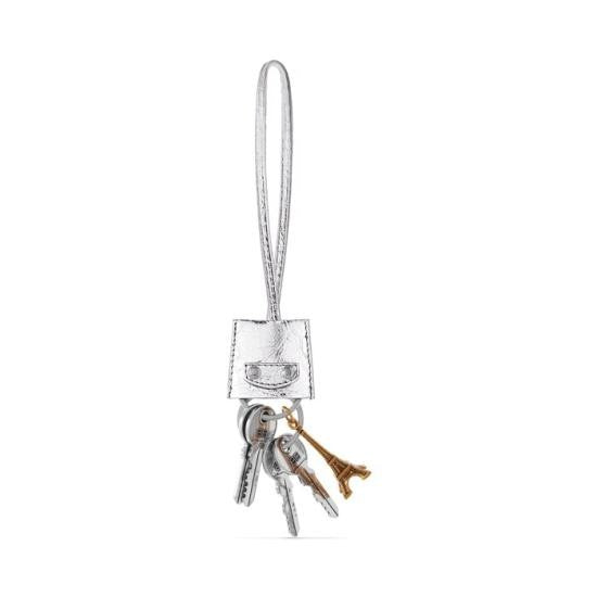 Balenciaga Brass And Lambskin Keyring With Eiffel Tower Charm