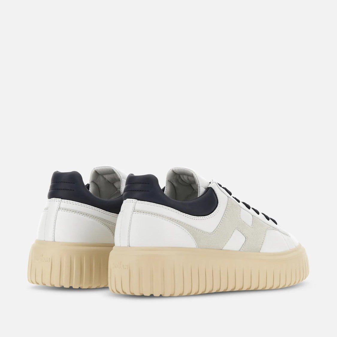 Hogan H-Stripes Leather Lace-Up Sneakers With Contrasting Accents
